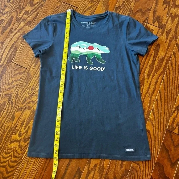 Life is good women’s size medium tshirt. Blue with bear mountain design. - Picture 3 of 8